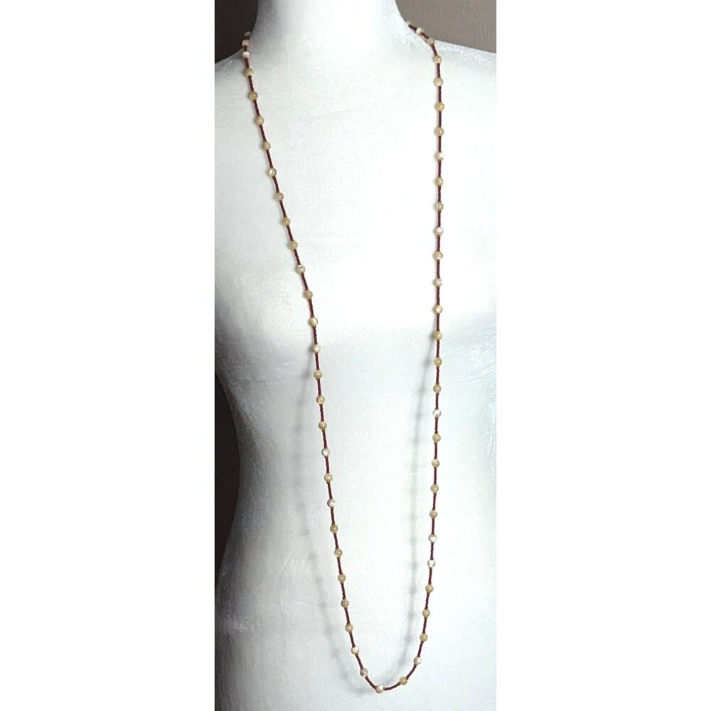 Boho Bead Necklace Long Red Pearlescent Earrings Bundle Fall Accessories Jewelry - Picture 5 of 11
